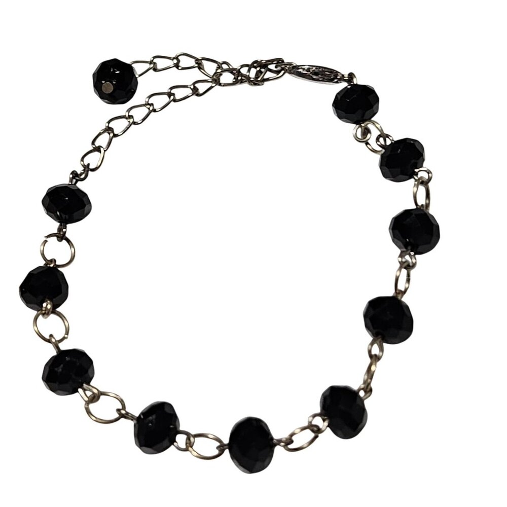 Elegant Black Beaded Chain Bracelet Adjustable Extender Classic Fashion Jewelry